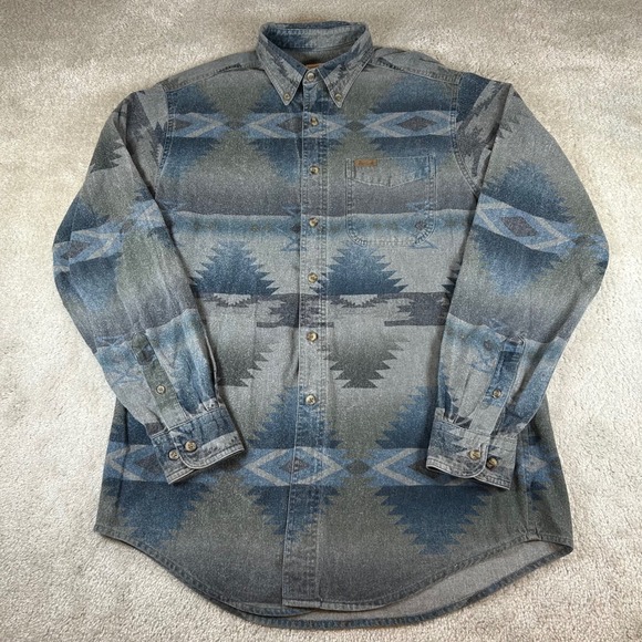 Woolrich Other - Woolrich Button Down Shirt Men Large Grey Blue Southwestern Aztec Cotton Flannel